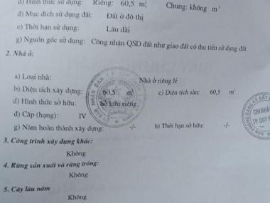 CHÍNH CHỦ CẦN BÁN NHÀ CẤP 4 Địa chỉ : thuộc phường Lê Hồng Phong, Quy Nhơn, Bình Định