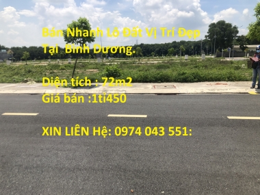 Tôi Chính Chủ Cần Thu Hồi Vốn, Bán Nhanh Lô Đất Vị Trí Đẹp Tại Bình Dương
