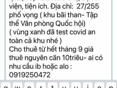 Chính Chủ đang cần cho thuê Nhà Ở Tại Địa chỉ 27/255 phố vọng, Hà Nội