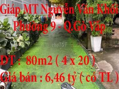 Chính chủ Cần Bấn Đất Đẹp Hẻm Số 442 Giáp Mặt Tiền ở Nguyễn Văn Khối GIÁ TỐT