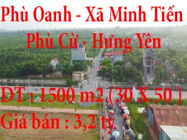 Bán lô góc cực hiếm dt 1500 m2 tại PHÙ CỪ - HƯNG YÊN