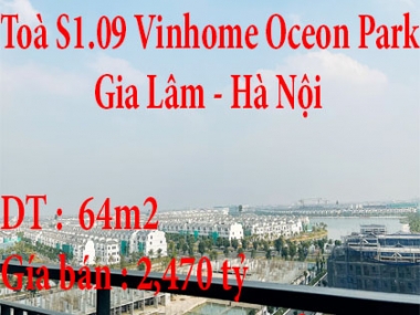 Chính chủ cần bán căn 1012 toà S1.09 Vinhome Oceon Park,Gia Lâm, Hà Nội