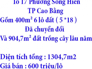 Chính Chủ Cần Bán Lô Đất Tổ 17 Phường Sông Hiến, Thành Phố Cao Bằng
