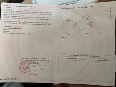 CHÍNH CHỦ CẦN BÁN NHANH LÔ ĐẤT TẠI XÃ LỘC HÒA - HUYỆN PHÚ LỘC - TỈNH THỪA THIÊN HUẾ