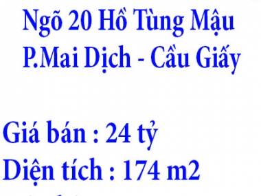 Mình tâm huyết do dịch bệnh nên muốn bán nhà xây mới 2020 tại Số 37c1 , Ngõ 20, Hồ 
Tùng Mậụ, Phườn