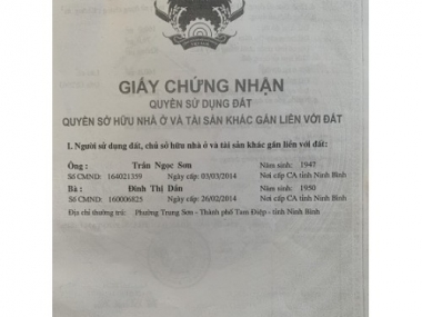 Chính chủ cần bán đất ở Phường Trung Sơn, Tam Điệp, Ninh Bình