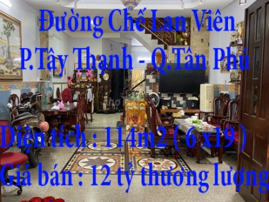 Cần bán Nhà 1 trệt 2 lầu 114m2 Chế Lan Viên, q.Tân Phú ,Tp HCM