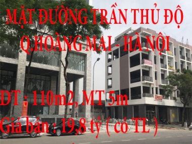 CHÍNH CHỦ BÁN CĂN NHÀ SHOPHOUSE MẶT PHỐ ĐƯỜNG TRẦN THỦ ĐỘ, QUẬN HOÀNG MAI,HÀ NỘI